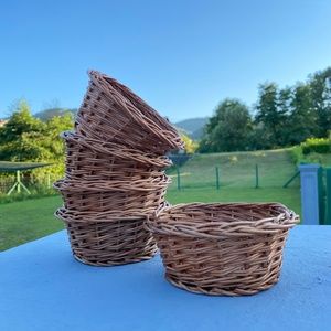 NEW Set of 5 Wood Hand Woven Braided Basket, Plant Hanger, Wood Wicker Basket